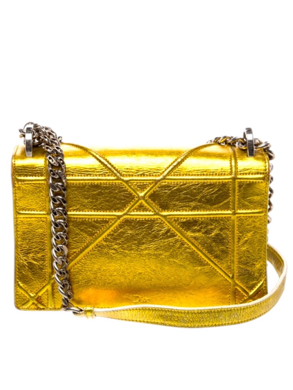 Christian Dior Diorama Flap Bag Metallic Gold Crinkled Lambskin + COA & Box - Picture 6 of 16